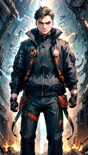 game illustration,sci fiction illustration,cg artwork,engineer,steelworker,bomber,mechanic,pilot,detonator,star-lord peter jason quill,android game,terminator,fire background,yukio,background images,background image,cyborg,dean razorback,renegade,refinery,Anime,Anime,General