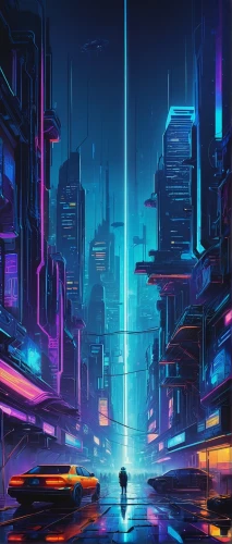 cyberpunk,futuristic landscape,cityscape,futuristic,metropolis,colorful city,shinjuku,vapor,tokyo city,fantasy city,transistor,scifi,cyber,neon arrows,dystopian,vast,ultraviolet,urban,80's design,city,Illustration,Retro,Retro 14