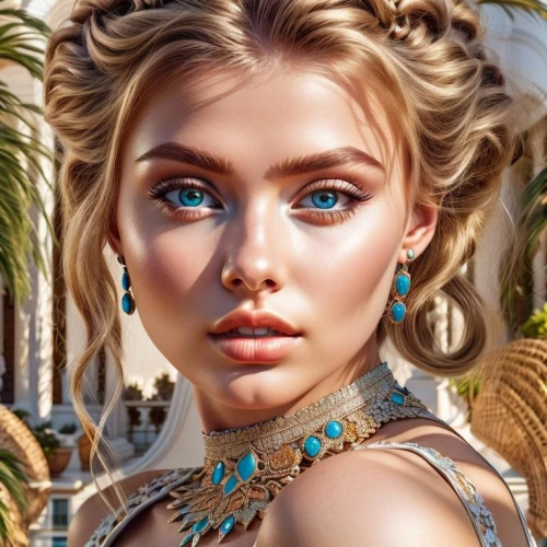 elsa,jewelry,cleopatra,earrings,fantasy portrait,gold jewelry,boho,romantic look,jeweled,boho art,turquoise,arabian,blue eyes,natural cosmetic,bridal jewelry,gold eyes,fantasy art,model beauty,beautiful face,aphrodite