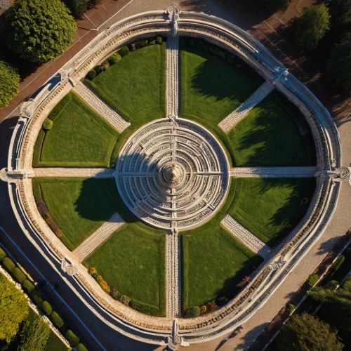 traffic circle,roundabout,the center of symmetry,sun dial,highway roundabout,sundial,olympiapark,world war ii memorial,aerial photography,view from above,overhead view,drone image,semi circle arch,three centered arch,overhead shot,aerial landscape,from above,champ de mars,bird's-eye view,atomium,Photography,General,Commercial