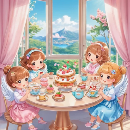 tea party,tea party collection,afternoon tea,high tea,tea service,doll's festival,tea party cat,doll kitchen,tea set,picnic,cupcake background,tearoom,birthday banner background,garden party,tea time,coffee tea illustration,daisy family,picnic basket,birthday party,mulberry family,Illustration,Japanese style,Japanese Style 01