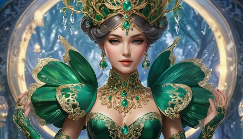 celtic queen,fantasy portrait,fantasia,emerald,the enchantress,elsa,fantasy woman,fantasy art,tiana,miss circassian,elf,fairy queen,elven,caerula,oriental princess,fairy peacock,sorceress,queen of the night,crown render,goddess of justice,Photography,Fashion Photography,Fashion Photography 04