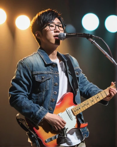 ulsan rock,concert guitar,jean jacket,choi kwang-do,telecaster,lead guitarist,guitor,guitarist,songpyeon,guitar player,paeonie,student with mic,tan chen chen,guitar,the guitar,jazz guitarist,kai yang,live concert,epiphone,denim jacket,Illustration,American Style,American Style 11
