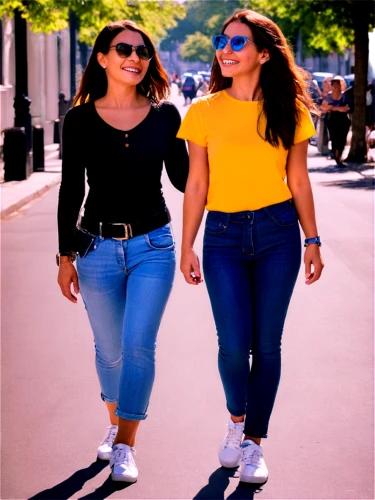 yellow and blue,women fashion,yellow and black,french tourists,women clothes,social,yellow background,two girls,peruvian women,yellow mustard,women friends,young women,strolling,people walking,menswear for women,plus-size model,tourists,retro women,high waist jeans,yellow wall,Conceptual Art,Daily,Daily 04