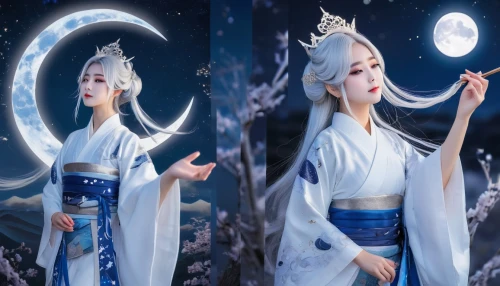 the snow queen,suit of the snow maiden,white rose snow queen,asian costume,moon and star background,ice queen,lunar phases,moon and star,motifs of blue stars,cosplay image,winterblueher,oriental princess,lunar,kitsune,blue enchantress,stars and moon,moon phase,lunar eclipse,mid-autumn festival,priestess,Unique,Paper Cuts,Paper Cuts 06