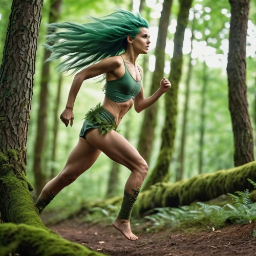 ballerina in the woods,dryad,female runner,fae,wood elf,bodypainting,bodypaint,sprint woman,faerie,poison ivy,the enchantress,photoshop manipulation,fantasy woman,tarzan,free running,digital compositing,trail running,faery,running,running fast,Photography,General,Realistic