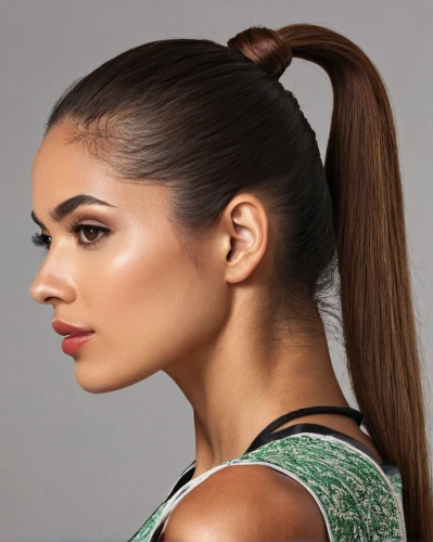 pony tail,ponytail,pony tails,artificial hair integrations,half profile,side face,profile,asymmetric cut,semi-profile,smooth hair,shoulder length,jaw,hair shear,bun mixed,lace wig,hairstyle,updo,mohawk hairstyle,tying hair,chignon,Illustration,Paper based,Paper Based 10