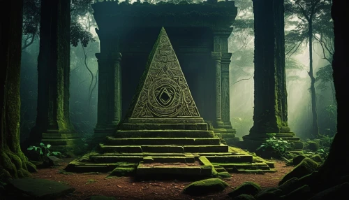 the mystical path,yantra,holy forest,mystical,sacred geometry,freemasonry,occult,ancient,myst,shrine,temples,mysticism,esoteric,stone pyramid,russian pyramid,paganism,shamanism,the ancient world,freemason,the forest,Art,Artistic Painting,Artistic Painting 05