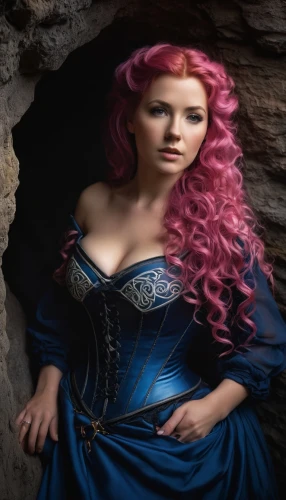 celtic woman,celtic queen,fantasy woman,fairy tale character,fantasy picture,fae,rapunzel,faery,cinderella,fantasy portrait,fantasy art,sorceress,blue enchantress,merida,lycia,violet head elf,celtic harp,rosa 'the fairy,bodice,digital compositing,Illustration,American Style,American Style 07