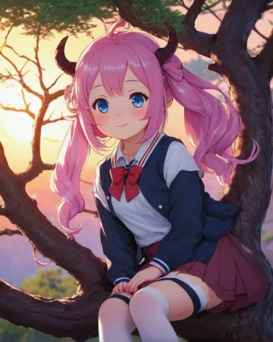 kawaii,dusk background,forest background,spring background,japanese sakura background,sakura blossom,bulli,tree swing,would a background,sakura background,precious,anime girl,sitting on a chair,uruburu,nyan,torekba,kawaii girl,naginatajutsu,cinnamon roll,rainbow background,Art,Artistic Painting,Artistic Painting 34