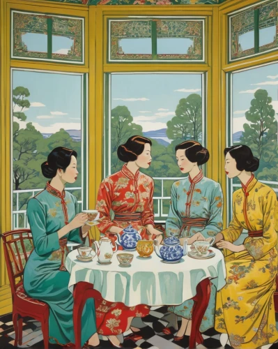 tea ceremony,tea service,oriental painting,japanese tea,korean royal court cuisine,women at cafe,darjeeling tea,junshan yinzhen,afternoon tea,chinese art,tea set,chinese tea,sayama tea,darjeeling,teatime,dongfang meiren,china tea,china cabinet,tea art,tea garden,Art,Artistic Painting,Artistic Painting 07