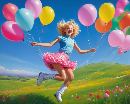 little girl with balloons,colorful balloons,pink balloons,balloons flying,cheerfulness,rainbow color balloons,little girl in wind,ballooning,happy birthday balloons,balloons,balloon,flying dandelions,baloons,blue balloons,balloon trip,balloons mylar,ballon,leap for joy,little girl twirling,little girl running,Conceptual Art,Sci-Fi,Sci-Fi 22