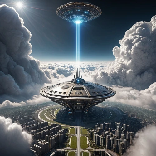 ufo,futuristic landscape,alien ship,sky space concept,ufo intercept,futuristic architecture,ufos,flying saucer,ufo interior,sci fiction illustration,alien invasion,unidentified flying object,saucer,alien world,science-fiction,space ship,science fiction,abduction,extraterrestrial life,spaceship,Photography,General,Sci-Fi