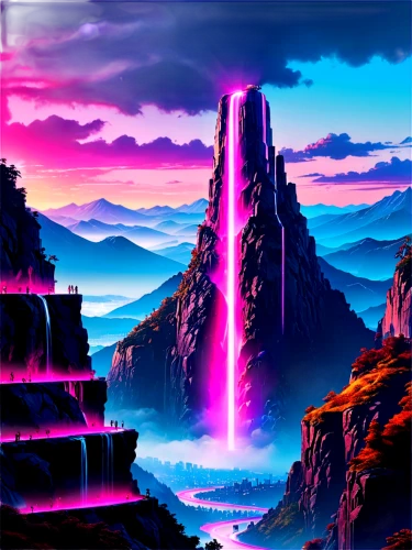 futuristic landscape,fantasy landscape,purple landscape,landscape background,chasm,mountainous landscape,mountain world,art background,colorful background,mountain landscape,3d background,cartoon video game background,unicorn background,mountains,dusk background,vapor,monsoon banner,background colorful,fantasy picture,alien world,Conceptual Art,Daily,Daily 21