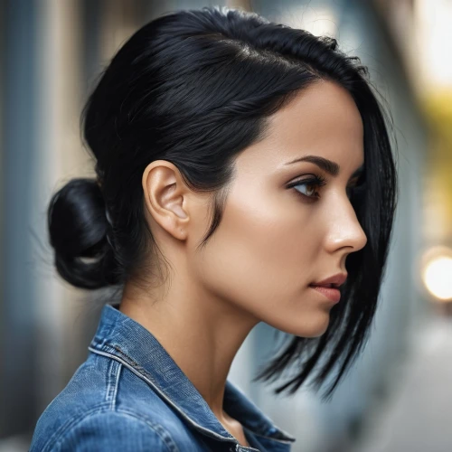 semi-profile,profile,artificial hair integrations,management of hair loss,half profile,smooth hair,ponytail,asymmetric cut,jaw,side face,pony tail,tying hair,layered hair,woman portrait,hairstyle,black hair,updo,female model,the long-hair cutter,full-profile,Photography,General,Realistic