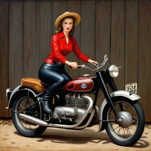 david bates,woman bicycle,motorcycle,retro pin up girl,pin up girl,pin ups,motorcyclist,motorbike,pin up,valentine day's pin up,retro woman,pin-up girl,vintage woman,retro women,valentine pin up,motorcycles,retro pin up girls,vintage girl,girl with a wheel,biker,Art,Artistic Painting,Artistic Painting 02