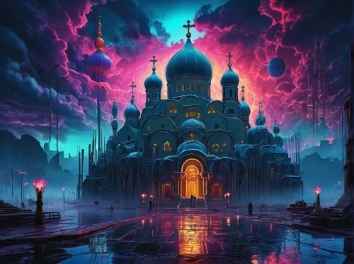 blood church,haunted cathedral,saint basil's cathedral,kremlin,cathedral,saintpetersburg,saint petersburg,archimandrite,moscow,st petersburg,the kremlin,the red square,red square,monastery,russia,fantasy city,orlovsky,moscow city,gothic church,basil's cathedral,Illustration,Realistic Fantasy,Realistic Fantasy 43