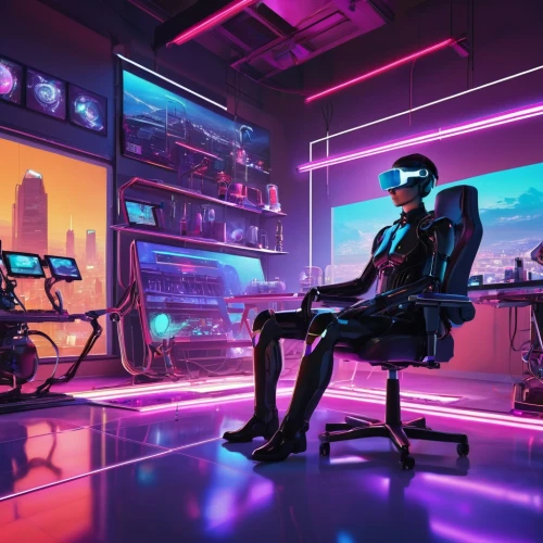 cyberpunk,sci fi surgery room,neon human resources,computer room,futuristic,cyber,virtual world,vr,cyber glasses,virtual,neon coffee,virtual reality,ufo interior,modern office,man with a computer,cyberspace,working space,new concept arms chair,scifi,sci fiction illustration,Conceptual Art,Oil color,Oil Color 14