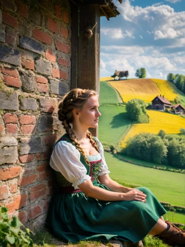 sound of music,girl lying on the grass,bavarian swabia,country dress,girl in a historic way,thuringia,girl in the garden,girl with bread-and-butter,heidi country,countrygirl,styria,idyll,relaxed young girl,allgäu kässspatzen,austrian,farm girl,bavarian,hans christian andersen,uckermark,saxony,Photography,General,Fantasy