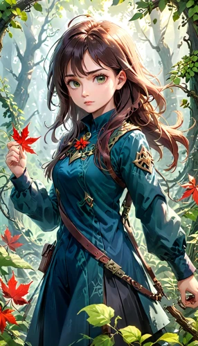 flora,flower background,bunches of rowan,vanessa (butterfly),floral background,forest background,portrait background,spring background,girl in flowers,artemisia,merida,forest clover,mulan,game illustration,fairy tale character,girl picking flowers,rhododendron,blood maple,japanese floral background,fiori,Anime,Anime,General