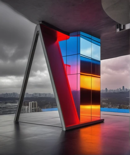 futuristic art museum,glass wall,mondrian,vitrine,colorful glass,cube stilt houses,cubic house,glass blocks,glass facade,plexiglass,cube surface,shipping containers,autostadt wolfsburg,glass facades,cube house,the observation deck,sky apartment,glass series,structural glass,mirror house,Photography,General,Realistic