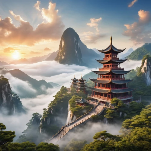 asian architecture,huangshan mountains,chinese temple,chinese architecture,south korea,fantasy landscape,japan landscape,yunnan,chinese background,mountainous landscape,mountain landscape,chinese clouds,mountain scene,guilin,landscape background,huangshan maofeng,tigers nest,oriental,japanese mountains,taiwan