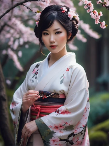 geisha,geisha girl,japanese woman,japanese floral background,plum blossoms,japanese sakura background,hanbok,kimono,japanese art,mukimono,japanese culture,japanese cherry,japanese cherry blossom,floral japanese,cherry blossom japanese,sakura blossom,oriental girl,kimono fabric,oriental princess,plum blossom,Conceptual Art,Fantasy,Fantasy 19