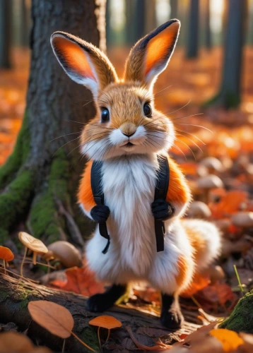 wood rabbit,no ear bunny,animals play dress-up,peter rabbit,jack rabbit,rabbit owl,little rabbit,dwarf rabbit,little bunny,bun,hare of patagonia,cute fox,bunny tail,wild rabbit,little fox,bunny,adorable fox,brown rabbit,autumn camper,european rabbit,Art,Classical Oil Painting,Classical Oil Painting 27