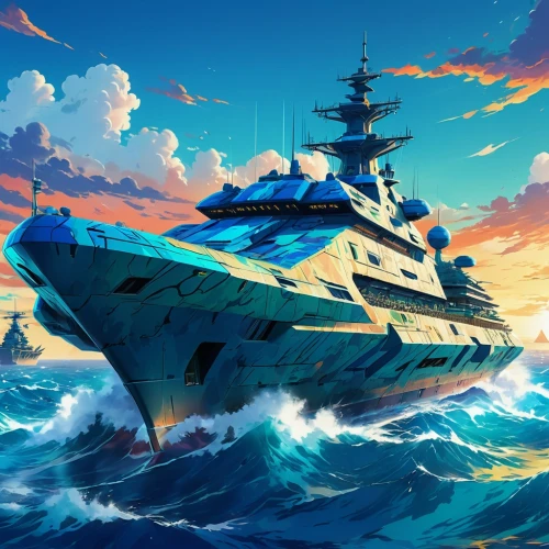 ship releases,light cruiser,warship,victory ship,sea scouts,battleship,sea fantasy,pineapple boat,phoenix boat,battlecruiser,ocean background,sea,honolulu,ship,frigate,yacht,ocean,naval ship,aircraft carrier,littoral-combat ship,Illustration,Japanese style,Japanese Style 03