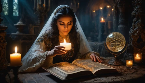 candlemaker,divination,sorceress,fortune telling,fortune teller,mystical portrait of a girl,gothic portrait,celebration of witches,magic grimoire,priestess,ouija board,prayer book,candlemas,ouija,spell,woman praying,the witch,praying woman,tarot cards,magic book,Photography,General,Fantasy