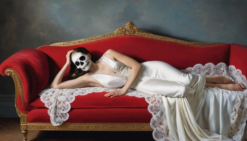 dead bride,masquerade,dance of death,la calavera catrina,masque,gothic portrait,memento mori,scull,la catrina,catrina calavera,blindfold,pierrot,calavera,death mask,woman on bed,porcelain dolls,venetian mask,femicide,lover's grief,the sleeping rose,Photography,General,Realistic