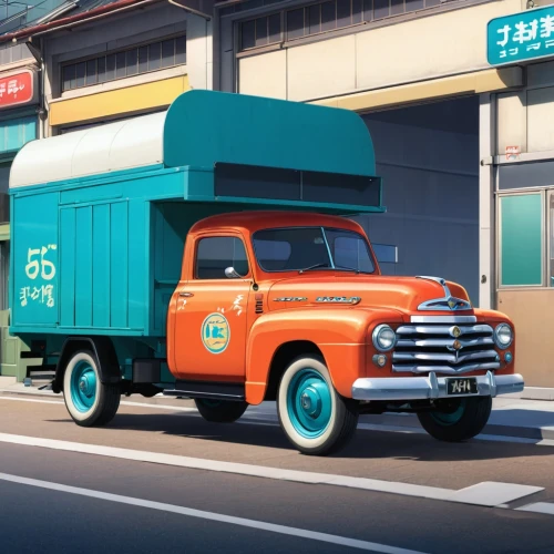 delivery truck,ford cargo,mail truck,ford truck,delivery trucks,kei truck,long cargo truck,truck,engine truck,datsun truck,food truck,retro vehicle,courier box,delivery service,pickup-truck,m35 2½-ton cargo truck,cybertruck,delivering,pick up truck,ford f-series,Illustration,Japanese style,Japanese Style 03