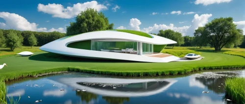 futuristic architecture,golf resort,feng shui golf course,floating island,golf hotel,cube stilt houses,futuristic landscape,golf lawn,feng-shui-golf,cube house,futuristic art museum,golf landscape,eco hotel,swan boat,grass roof,floating stage,luxury property,houseboat,dunes house,cubic house,Conceptual Art,Sci-Fi,Sci-Fi 10