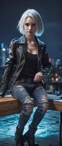 cyberpunk,electro,harley,sprint woman,leather jacket,punk,femme fatale,eleven,female doctor,cool blonde,chair png,silphie,renegade,blonde woman,head woman,sitting on a chair,zero,grunge,futuristic,birds of prey-night,Conceptual Art,Fantasy,Fantasy 31