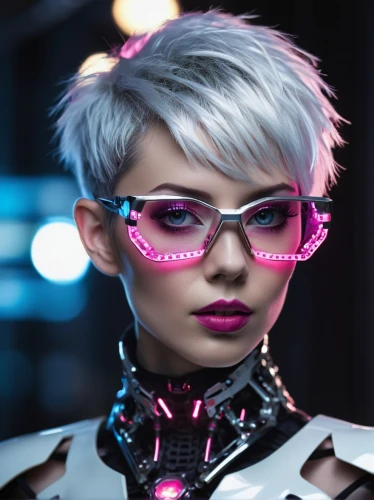 cyber glasses,cyberpunk,futuristic,color glasses,pink glasses,pink round frames,cyborg,silver framed glasses,neon makeup,streampunk,neon human resources,eye glass accessory,artificial hair integrations,eyewear,cyber,crystal glasses,ski glasses,techno color,smart look,cybernetics,Illustration,Children,Children 04