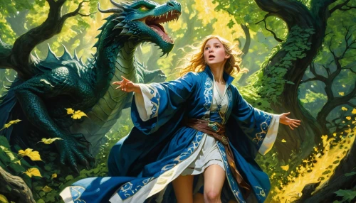 blue enchantress,fantasy portrait,forest dragon,fantasy picture,crocodile woman,sorceress,druid grove,druid,the wanderer,fantasy art,fantasy woman,green dragon,heroic fantasy,girl with tree,lilian gish - female,drexel,druids,the enchantress,elven forest,the collector,Illustration,Realistic Fantasy,Realistic Fantasy 03