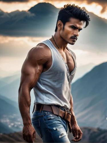 kabir,indian celebrity,bollywood,mass,muscle icon,sagar,wolverine,devikund,film actor,sikaran,thane,chitranna,male character,action hero,greek god,muscular,sleeveless shirt,jawaharlal,arshan,muscled,Illustration,Abstract Fantasy,Abstract Fantasy 11