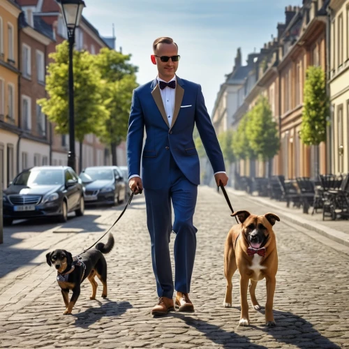 legerhond,halden hound,men's suit,dog walker,suit trousers,wedding suit,walking dogs,formal guy,artois hound,bruno jura hound,hound dogs,man's fashion,hanover hound,color dogs,biewer terrier,dog street,suits,three dogs,estonian hound,gentleman icons,Photography,General,Realistic