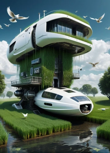 cube stilt houses,futuristic architecture,futuristic landscape,floating island,eco hotel,mobile home,inverted cottage,cube house,futuristic art museum,floating islands,cubic house,eco-construction,houseboat,sustainable car,modern architecture,smart house,stilt houses,sky apartment,futuristic car,artificial island,Conceptual Art,Sci-Fi,Sci-Fi 09