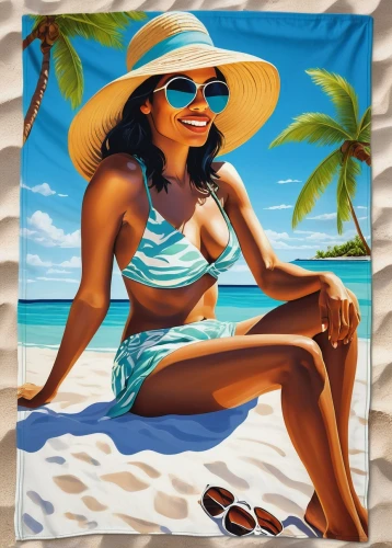 panama hat,oil painting on canvas,beach towel,bahama mom,oil painting,punta-cana,beach background,african american woman,slide canvas,punta cana,painting technique,art painting,piña colada,yellow sun hat,oil on canvas,khokhloma painting,sun hat,advertising figure,caribbean beach,woman with ice-cream,Art,Artistic Painting,Artistic Painting 33