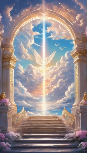 heaven gate,the pillar of light,heavenly ladder,hall of the fallen,portal,stargate,archway,stairway to heaven,gateway,celestial event,the mystical path,victory gate,background image,fantasy picture,place of pilgrimage,rainbow bridge,angel bridge,pilgrimage,sacred art,eternal,Conceptual Art,Daily,Daily 24