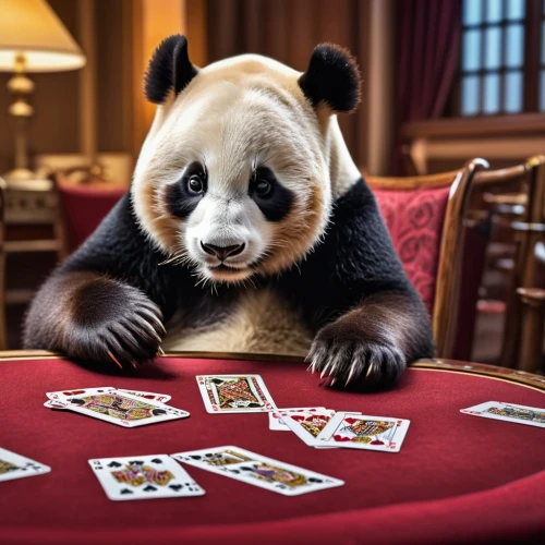 chinese panda,poker,card games,dice poker,card game,playing cards,dongfang meiren,panda,pandas,playing card,poker set,panda bear,mahjong,collectible card game,play cards,lun,gambler,poker table,rotglühender poker,blackjack,Photography,General,Realistic