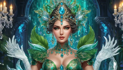 fantasy portrait,the enchantress,fantasy art,dryad,fairy peacock,garuda,blue enchantress,celtic queen,fantasy woman,mermaid background,faerie,sorceress,fairy queen,flora,green mermaid scale,fantasy picture,anahata,faery,mermaid vectors,priestess,Photography,Fashion Photography,Fashion Photography 04