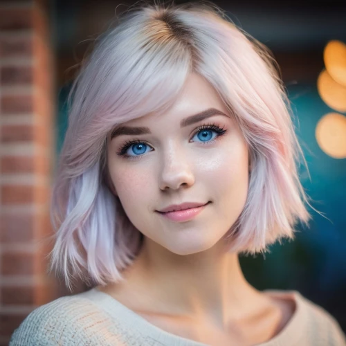 pink hair,pink beauty,heterochromia,elsa,beautiful young woman,natural color,natural pink,girl portrait,romantic look,romantic portrait,pink hat,beautiful face,pretty young woman,luka,peach color,white-pink,light pink,swedish german,barbie,blonde girl,Unique,Pixel,Pixel 03