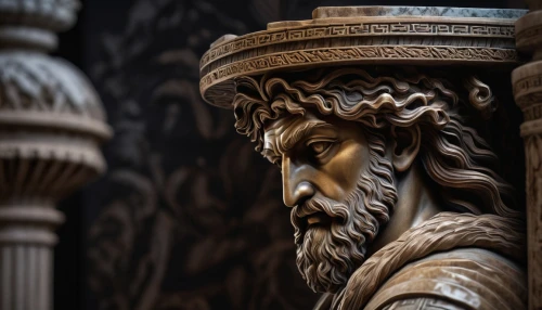 wood carving,poseidon god face,greek orthodox,carved wood,saint mark,vatican museum,kunsthistorisches museum,poseidon,king david,milan cathedral,caryatid,romanesque,decorative figure,thracian,corinthian order,carvings,mouldings,architectural detail,benediction of god the father,saint paul,Illustration,Japanese style,Japanese Style 11