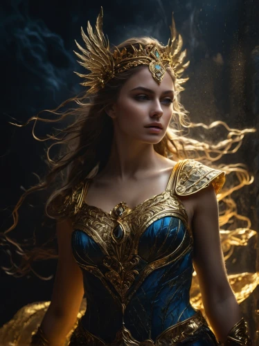 fantasy woman,the enchantress,goddess of justice,golden crown,artemisia,athena,greek myth,queen of the night,fantasia,greek mythology,heroic fantasy,thracian,wonderwoman,mary-gold,sorceress,laurel wreath,golden unicorn,celtic queen,digital compositing,mythological,Photography,General,Fantasy