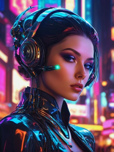 cyberpunk,retro girl,retro woman,cyborg,cyber,transistor,futuristic,streampunk,neon lights,cybernetics,computer art,ai,girl at the computer,electronic,music background,scifi,neon light,80s,widowmaker,echo,Illustration,Vector,Vector 04