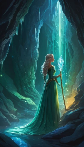 merida,ice cave,fjord,transistor,fantasy picture,glacier cave,cave tour,cave,cg artwork,fantasia,fae,emerald,descent,chasm,underground lake,mermaid background,cave on the water,underwater background,emerald sea,sea cave,Photography,Documentary Photography,Documentary Photography 25