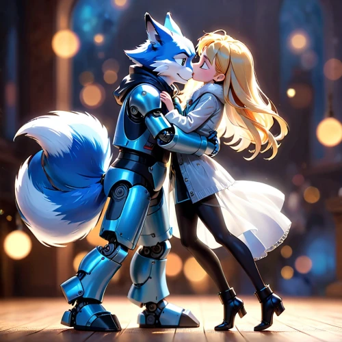 wolf couple,foxes,waltz,serenade,dancing couple,prince and princess,kitsune,pda,hug,furta,beautiful couple,first kiss,tango,kiss,ballroom dance,romantic scene,boy kisses girl,kissing,fennec,spark,Anime,Anime,Cartoon