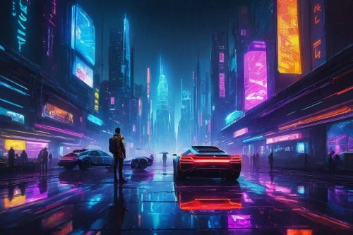 cyberpunk,futuristic landscape,cityscape,futuristic,shanghai,neon arrows,colorful city,tokyo city,pedestrian,3d car wallpaper,neon,metropolis,neon lights,urban,tokyo,fantasy city,night scene,vapor,dystopian,city lights,Illustration,Realistic Fantasy,Realistic Fantasy 06